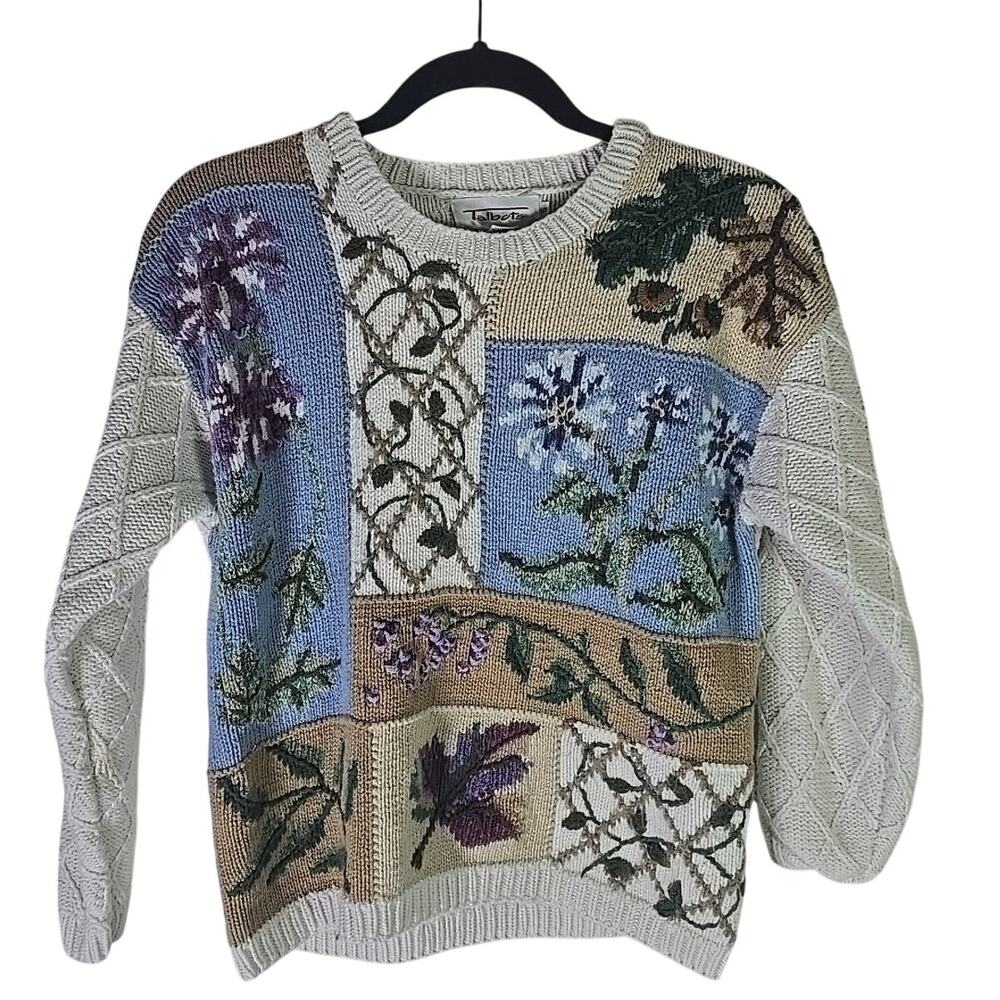 Talbots Cotton Knitted Sweater Womens Small Cottage Coquette Grandma Grandpa